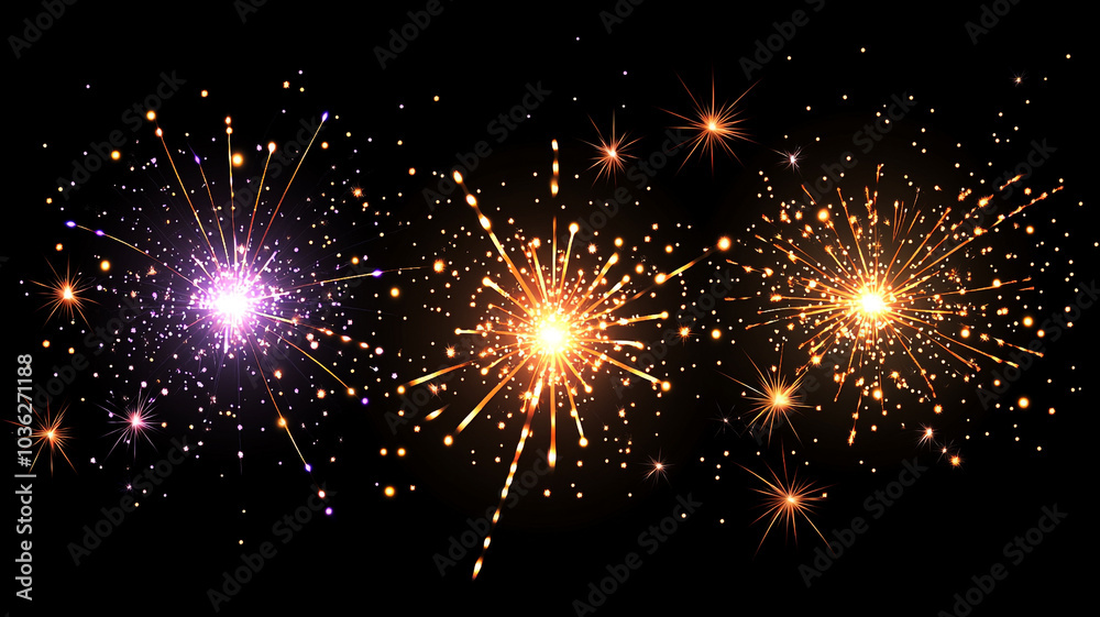 Naklejka premium Spectacular fireworks display lighting up the night sky during New Year's Eve celebrations