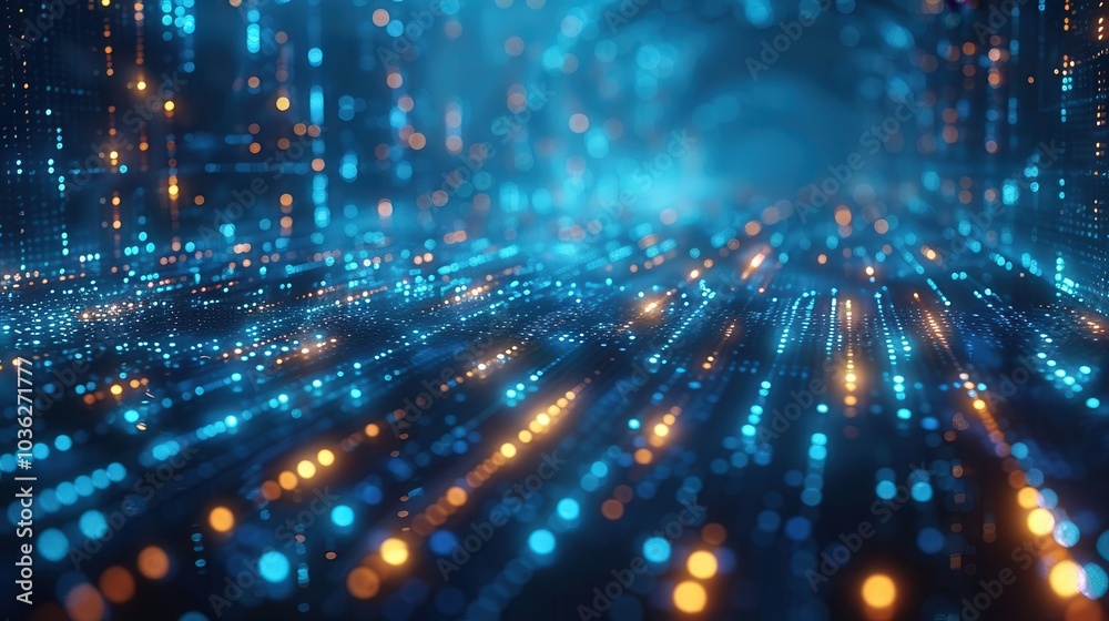 Abstract Data Stream with Blue and Orange Lights Abstract Data Stream with Blue and Orange Lights