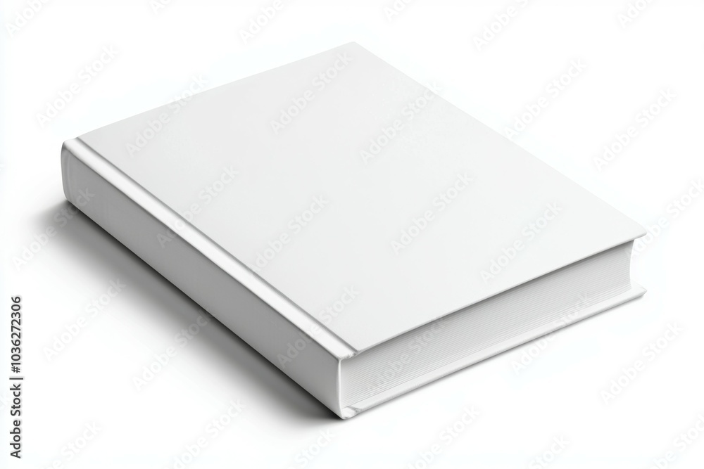 A white book with a black spine sits on a white background A white book with a black spine sits on a white background