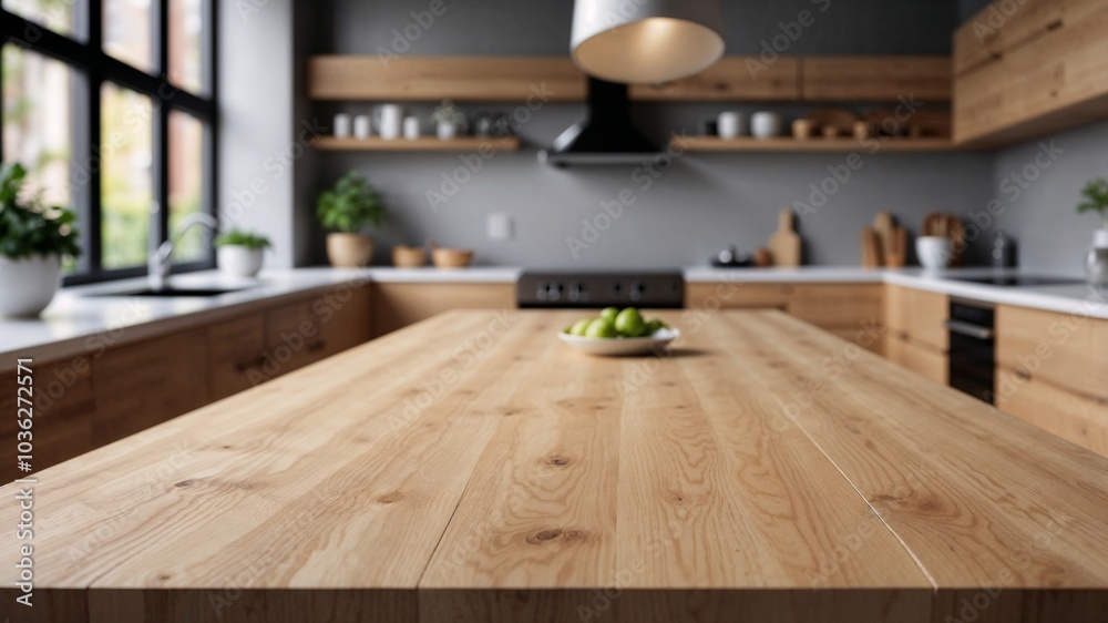 empty wooden dining table for food presentation in a home kitchen empty wooden dining table for food presentation in a home kitchen