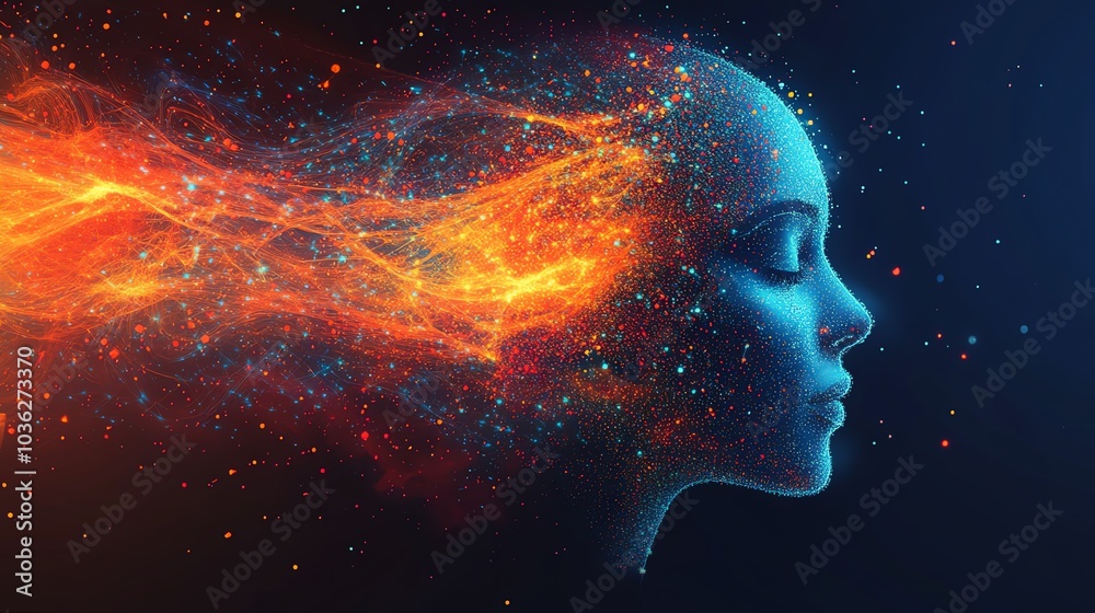 A surreal representation of thoughts and imagination in vibrant colors. A surreal representation of thoughts and imagination in vibrant colors.
