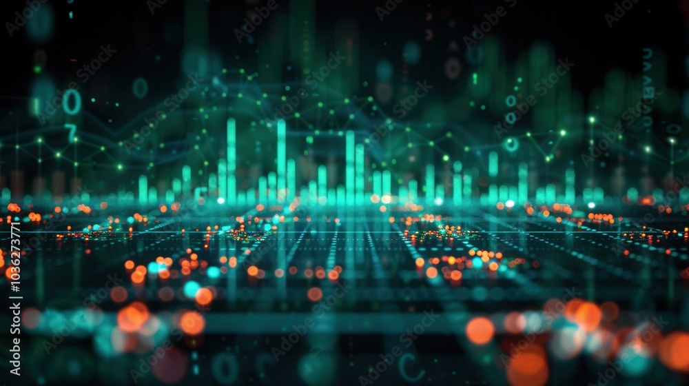 Obraz premium Abstract Digital Data Visualization with Glowing Elements