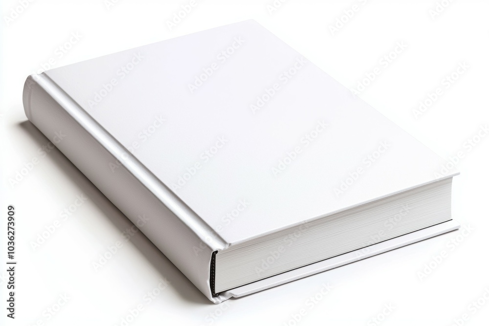 A white leather bound book with no text A white leather bound book with no text