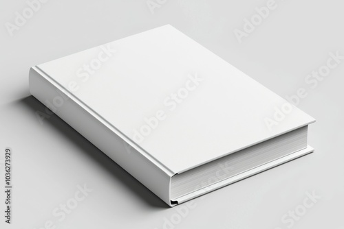 A white book with a black spine and a white cover