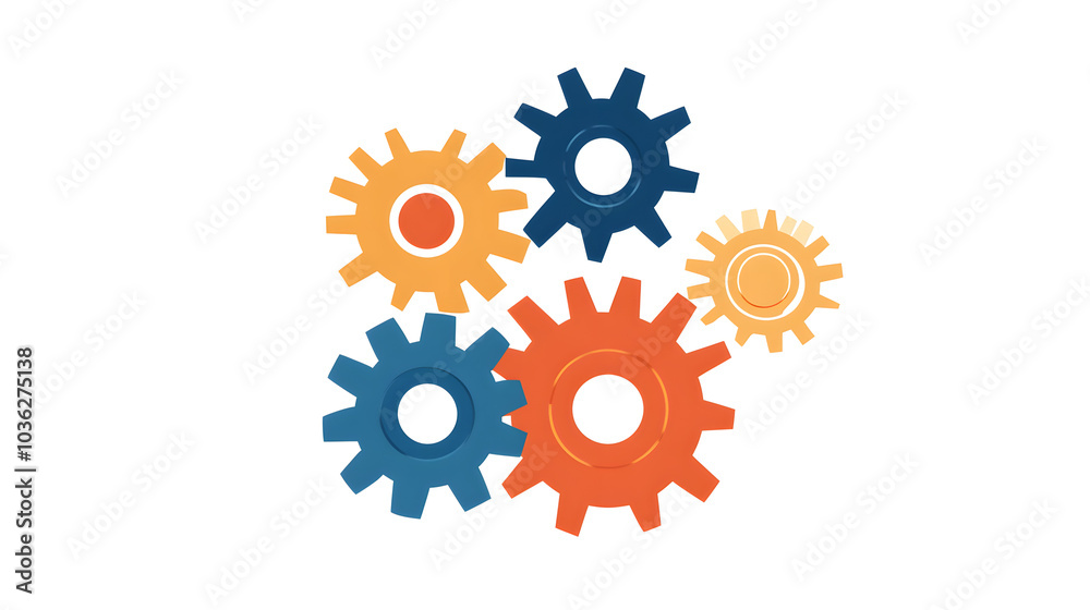 A set of interlocking gears symbolizing productivity, teamwork, or innovation A set of interlocking gears symbolizing productivity, teamwork, or innovation