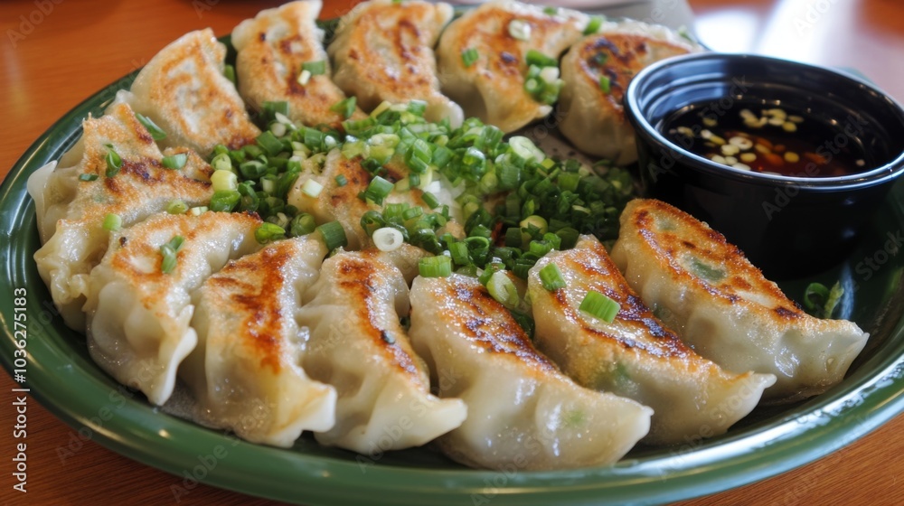 Delicious Steamed Dumplings with Scallions and Sauce Delicious Steamed Dumplings with Scallions and Sauce