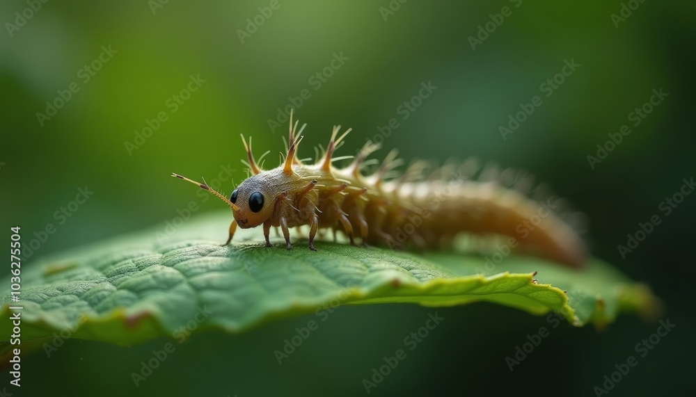 Fototapeta premium A tiny creatures big adventure on a leafy stage