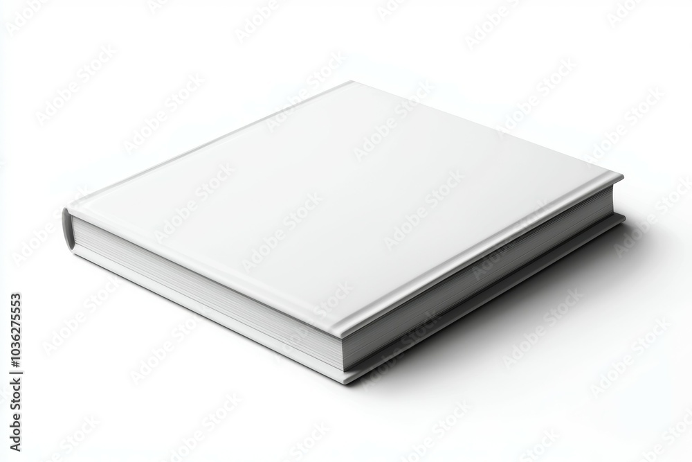 A blank hardcover book rests on a white surface, illustrating the potential for creativity and imagination in writing A blank hardcover book rests on a white surface, illustrating the potential for creativity and imagination in writing