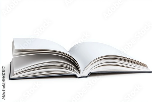 Open blank book resting on a table highlighting its empty pages for writing or drawing