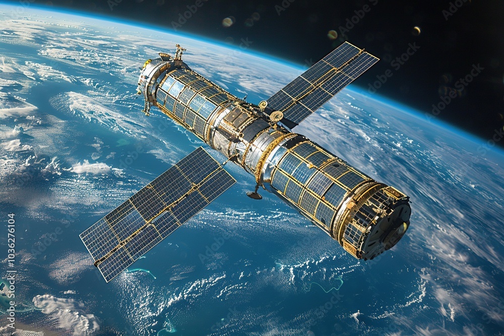 Fototapeta premium A satellite in orbit around Earth, used for astronomical observations and research.