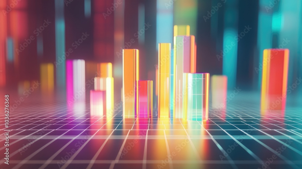 Colorful 3D Bar Graph on Digital Background