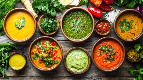 Colorful Assortment of Fresh Indian Dishes