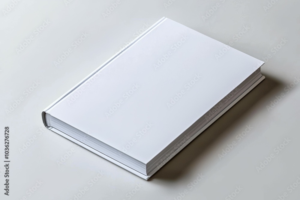 A blank hardcover book resting on a smooth surface, symbolizing potential and creativity at any time A blank hardcover book resting on a smooth surface, symbolizing potential and creativity at any time