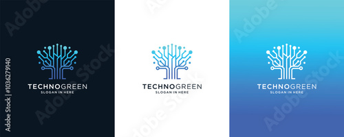 Technology tree electrical circuit digital Technology logo design vector icon illustration
