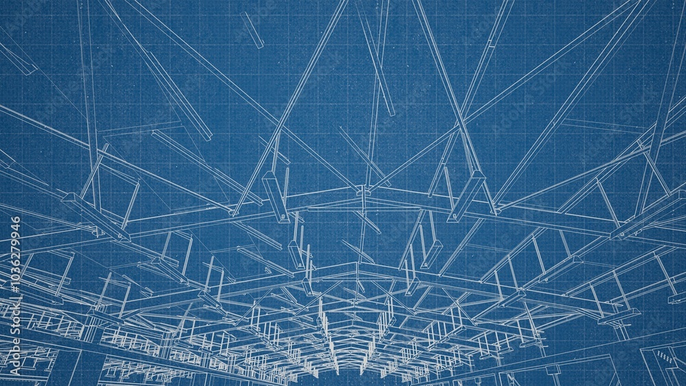 Fototapeta premium Technical drawing on a gradient background.Mechanical Engineering drawing