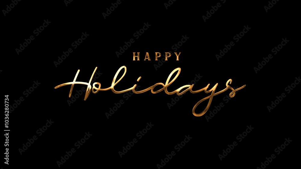 Gold cursive handwritten on a Transparent background with happy holidays is great for festive greeting cards, social media posts, or website banners. Alpha channel 4k Gold cursive handwritten on a Transparent background with happy holidays is great for festive greeting cards, social media posts, or website banners. Alpha channel 4k
