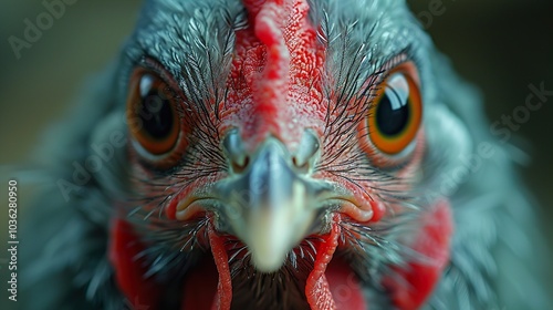 Close-up Portrait of a Chicken's Face