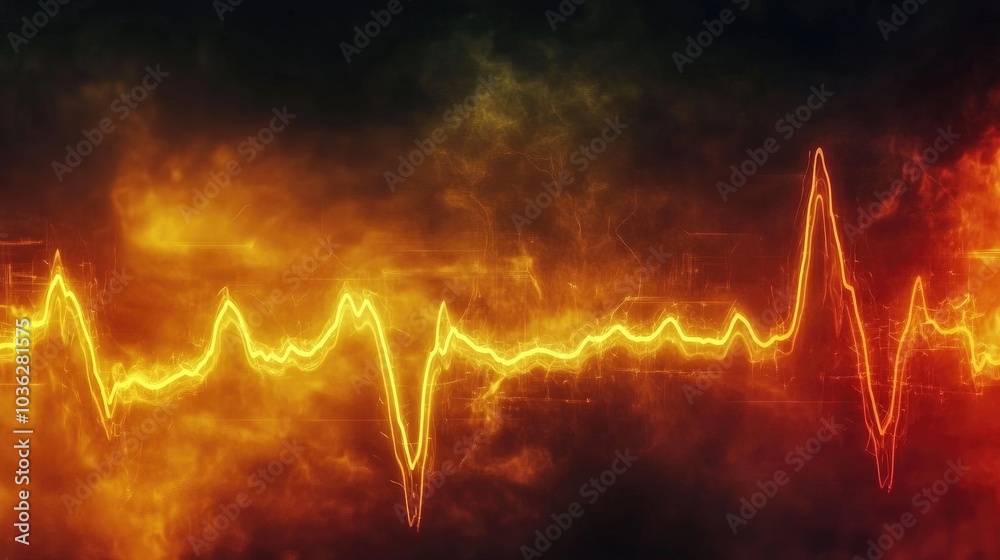 Vibrant Heartbeat Pulse on Dramatic Background Vibrant Heartbeat Pulse on Dramatic Background