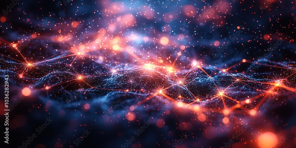Abstract Digital Network with Glowing Lines and Particles Abstract Digital Network with Glowing Lines and Particles