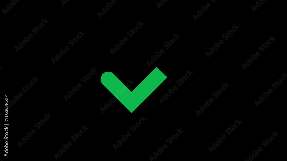 Animated flat voting icon with simple motion at alpha png background. uccess, correct sign.
White check mark in green circle black background. Check mark icon animation on black background. Animated flat voting icon with simple motion at alpha png background. uccess, correct sign.
White check mark in green circle black background. Check mark icon animation on black background.