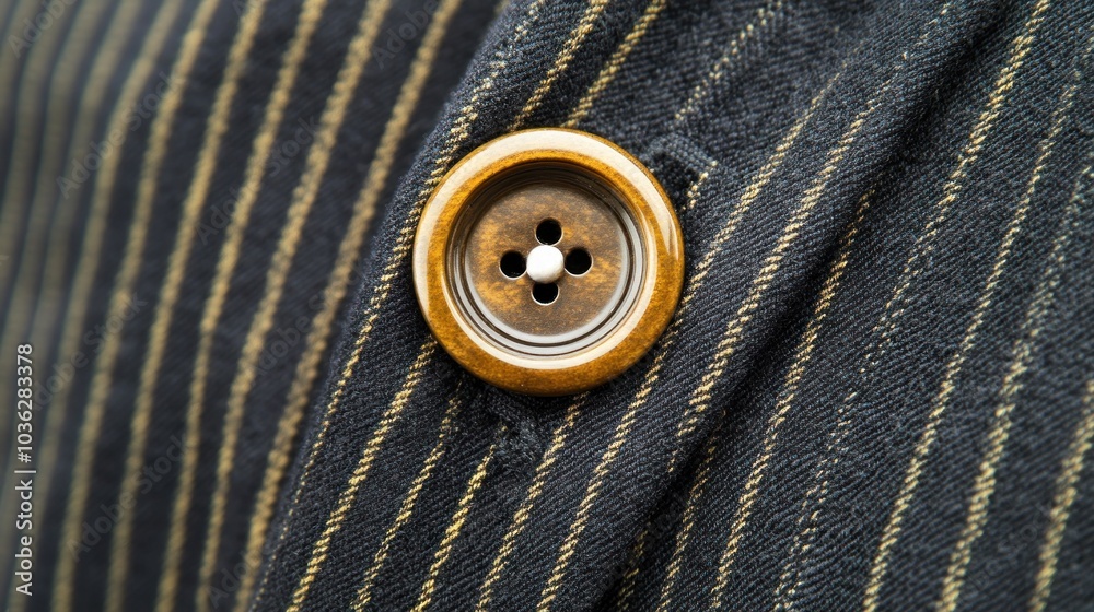 Close-up of button fastenings on a pin-striped business suit, AI-generated image Close-up of button fastenings on a pin-striped business suit, AI-generated image