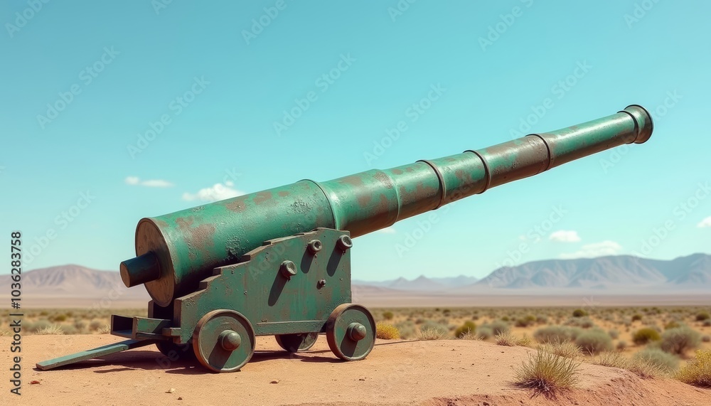 Ancient artillery in the desert ready to fire Ancient artillery in the desert ready to fire