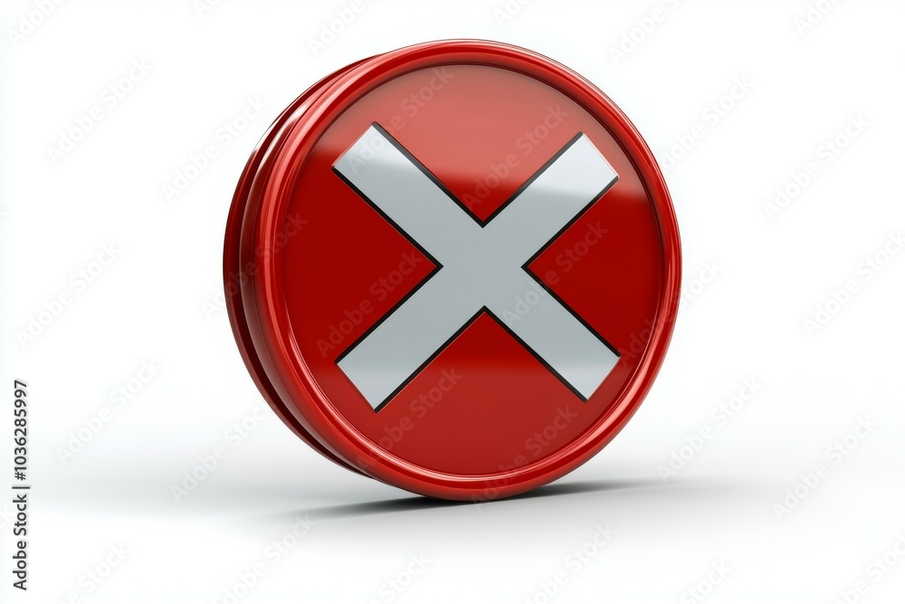 Red circular symbol with a white cross displayed prominently against a plain background Red circular symbol with a white cross displayed prominently against a plain background