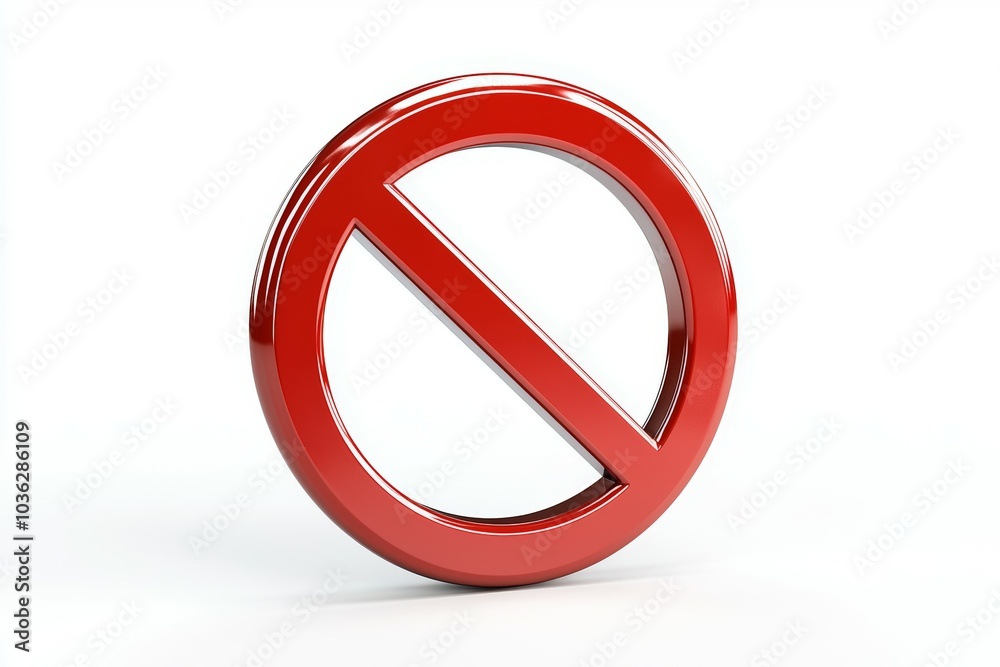 Red circular sign featuring a bold diagonal line, symbolizing prohibition, ideal for various warning contexts Red circular sign featuring a bold diagonal line, symbolizing prohibition, ideal for various warning contexts