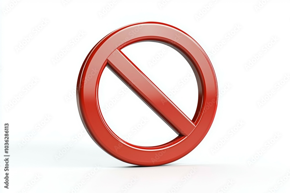 A bold red prohibition symbol stands against a clean white background, conveying a clear message of restriction A bold red prohibition symbol stands against a clean white background, conveying a clear message of restriction