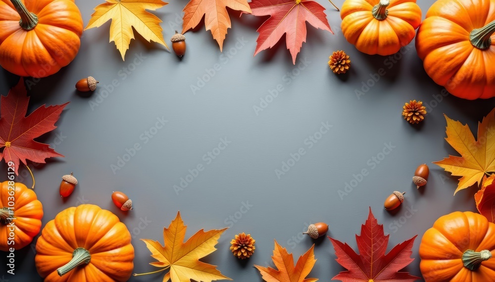 Autumns bounty Pumpkins leaves and nuts in a festive display Autumns bounty Pumpkins leaves and nuts in a festive display