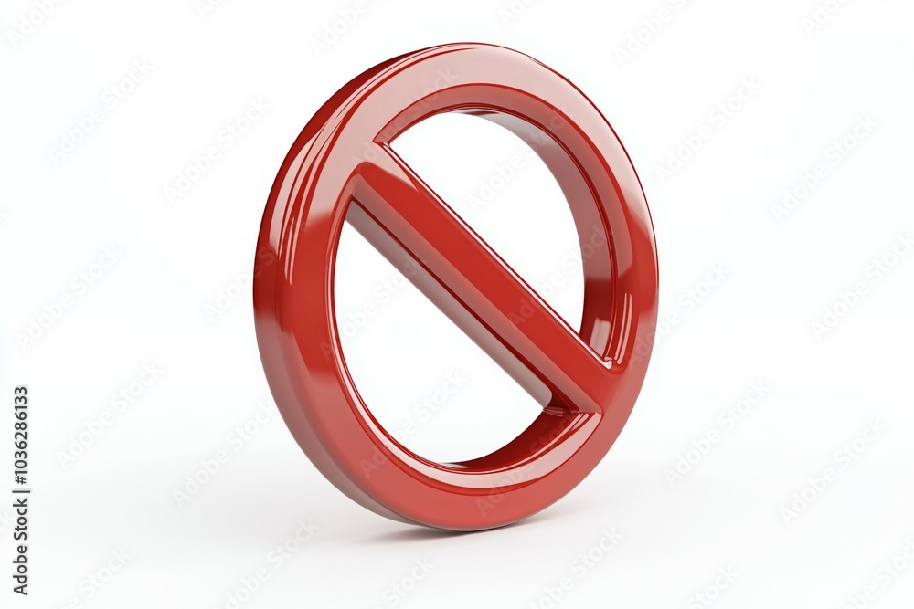 A large red prohibition symbol stands prominently against a white background, conveying a clear warning message A large red prohibition symbol stands prominently against a white background, conveying a clear warning message