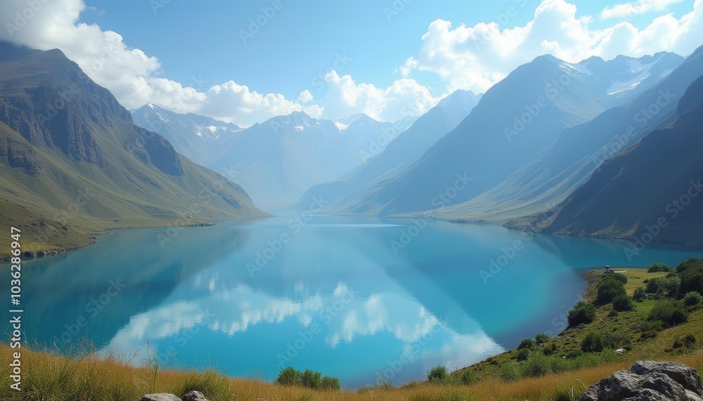 Enchanting mountain lake under a clear sky Enchanting mountain lake under a clear sky