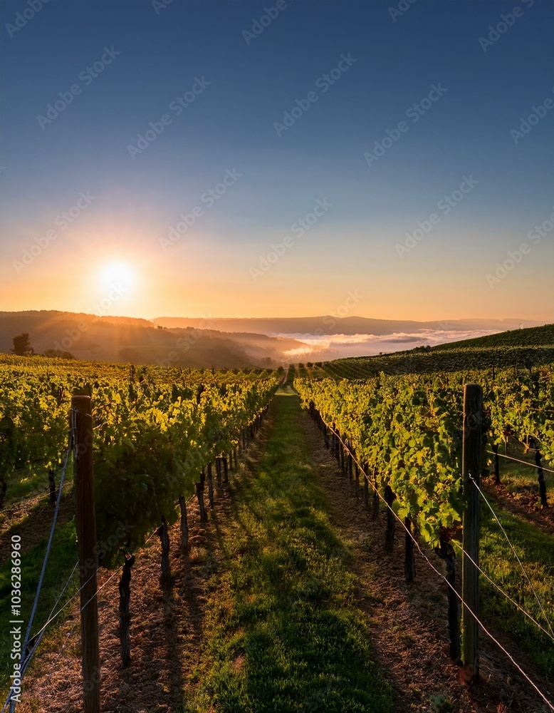 Fototapeta premium Vineyard at sunset