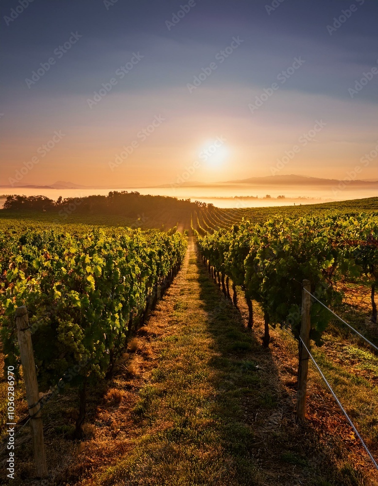 Fototapeta premium Vineyard at sunset