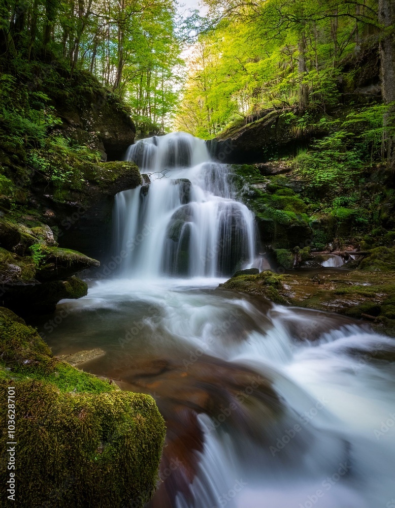 Waterfall in a lush green forest Waterfall in a lush green forest
