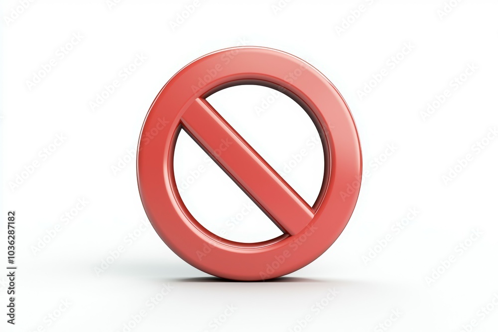 A red prohibition sign stands against a white background, symbolizing restrictions or regulations clearly and boldly A red prohibition sign stands against a white background, symbolizing restrictions or regulations clearly and boldly