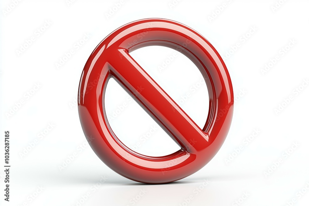 A bold red prohibition symbol stands against a clean white background, emphasizing restriction and safety in design A bold red prohibition symbol stands against a clean white background, emphasizing restriction and safety in design