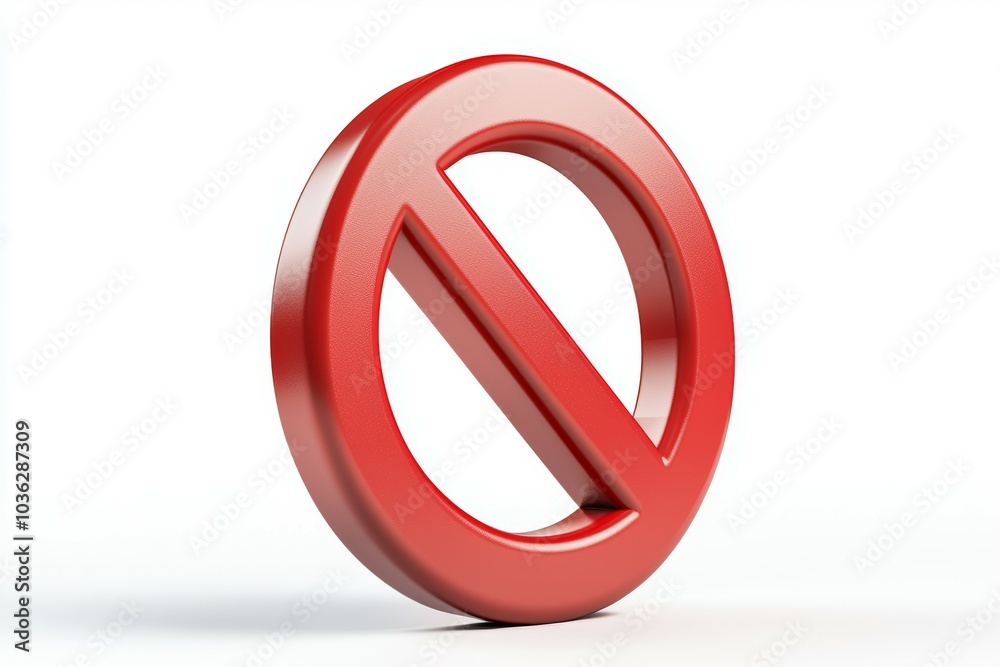 Red circular prohibition sign displayed against a white background creating a striking visual emphasis on restriction Red circular prohibition sign displayed against a white background creating a striking visual emphasis on restriction