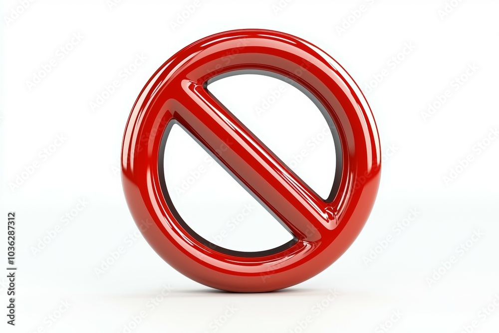 A bold red prohibition symbol on a white background representing restrictions and bans in various contexts A bold red prohibition symbol on a white background representing restrictions and bans in various contexts