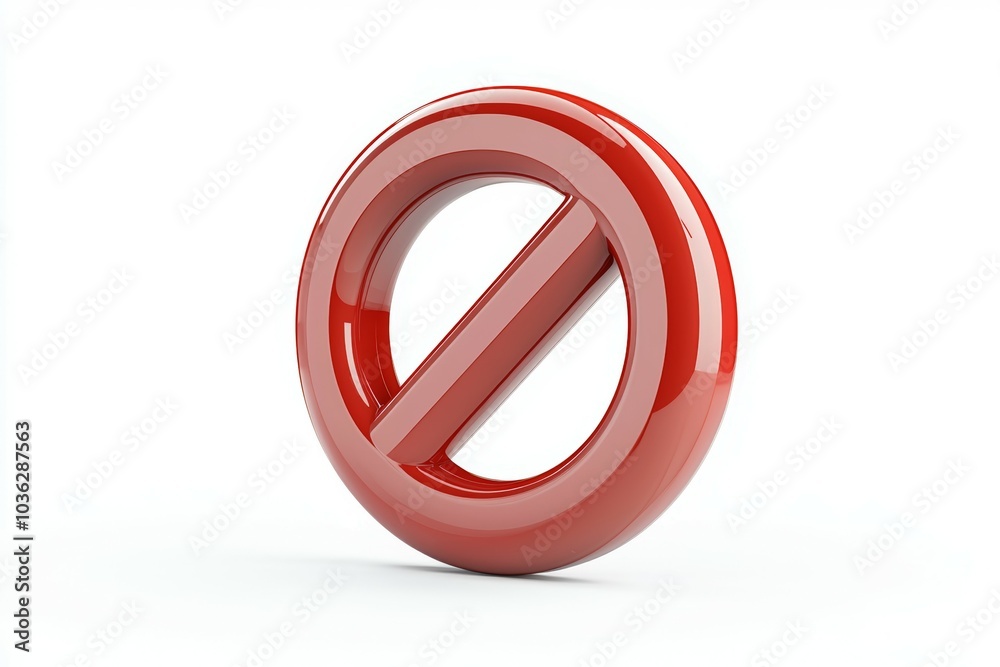 Bold red prohibition sign on a white background symbolizing restriction or forbidden actions Bold red prohibition sign on a white background symbolizing restriction or forbidden actions