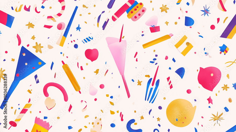 Fototapeta premium Celebrate New Year's Eve with colorful party decorations and festive confetti designs