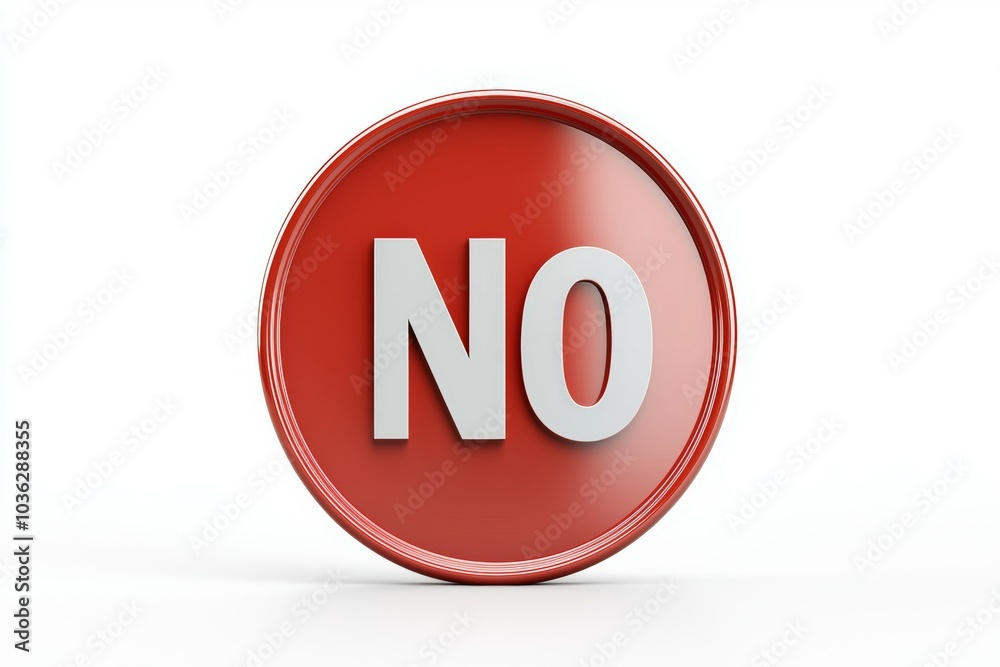 Red circular sign displaying the word 'No' prominently, indicating prohibition in a minimalist style Red circular sign displaying the word 'No' prominently, indicating prohibition in a minimalist style