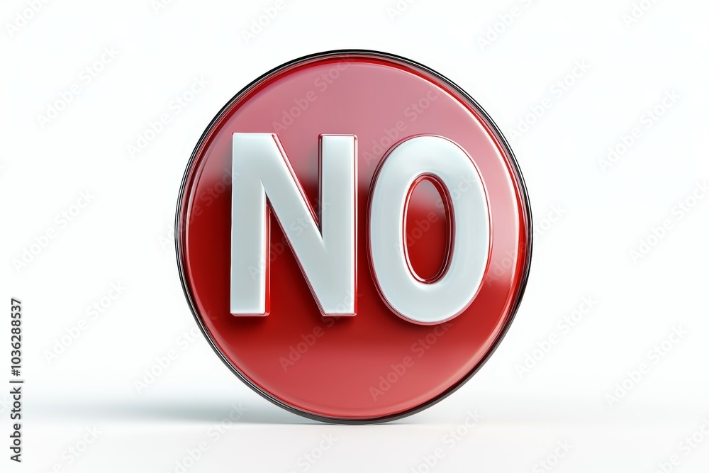 Bold red circular sign displaying the word no in white letters against a plain background Bold red circular sign displaying the word no in white letters against a plain background