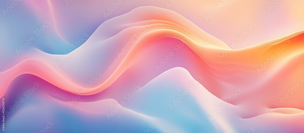 Fototapeta premium Abstract waves in soft pastel colors creating a serene atmosphere.