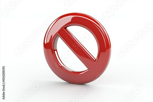 Minimalistic bold red prohibition symbol on a white background, representing restriction or alert