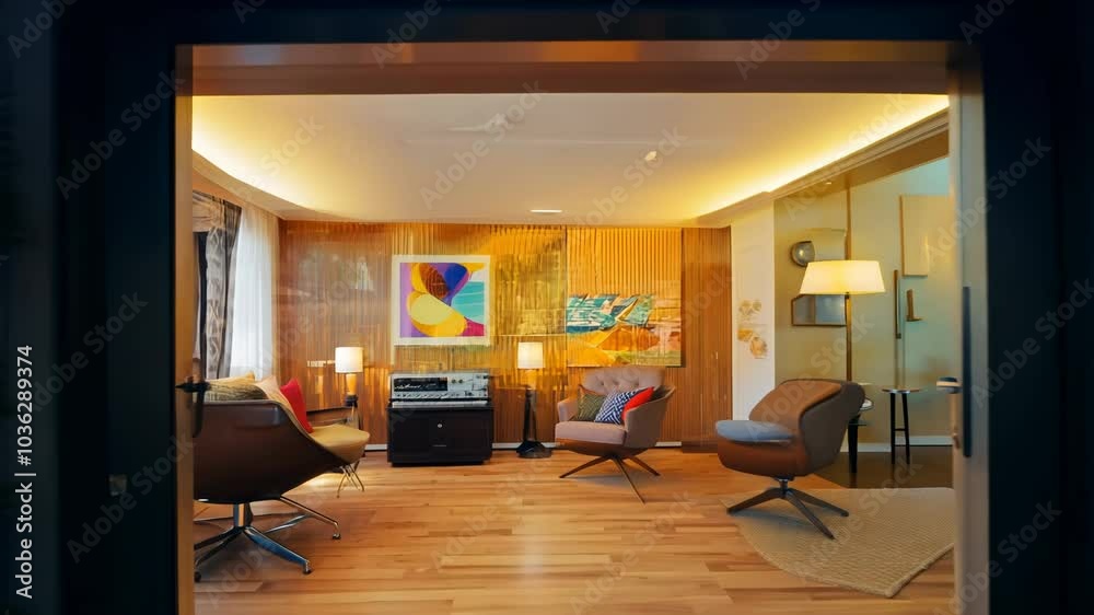 Mid-century modern house with retro decor. Video Mid-century modern house with retro decor. Video