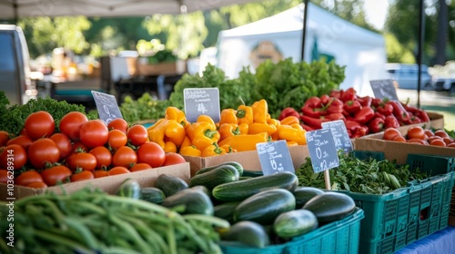 An organic market promoting locally sourced produce, reducing carbon emissions from food transportation photo