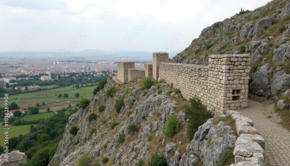 Fototapeta premium Ancient stone fortress overlooking a city