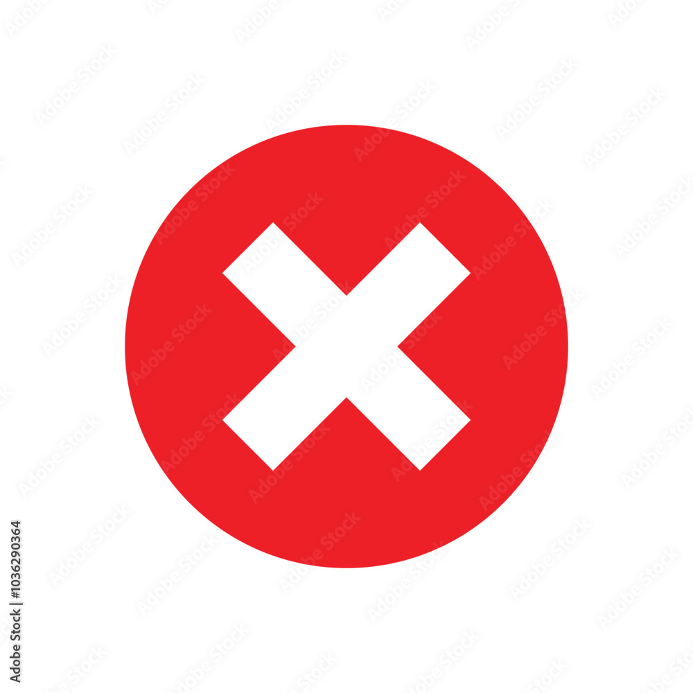 Cross or Cancel Red icon vector art illustration on white background Cross or Cancel Red icon vector art illustration on white background