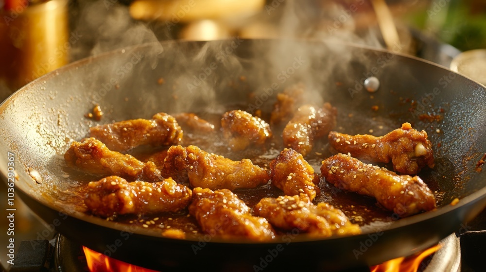 Delicious Spicy Chicken Wings Cooking in Pan Delicious Spicy Chicken Wings Cooking in Pan